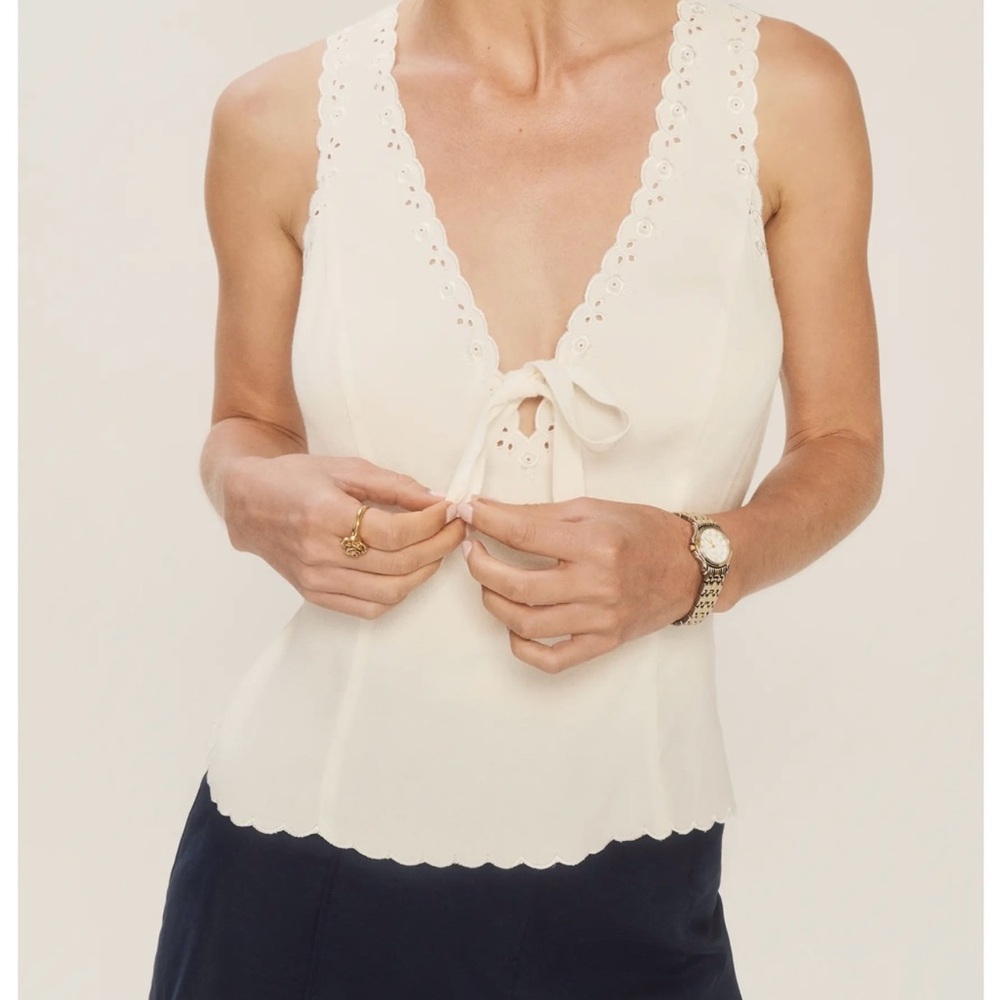 Reformation Cream Scalloped Camisole